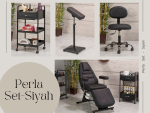 Perla Dövme Koltuğu Seti - Siyah | 4'lü Set | SC-6318