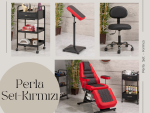 Perla Dövme Koltuğu Seti - Kırmızı | 4'lü Set | SC-6318